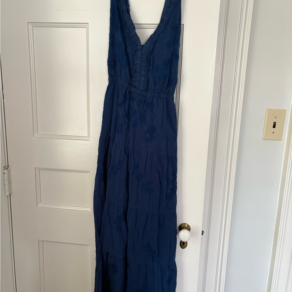 Roller Rabbit Blue Sleeveless V-Neck Maxi Dress